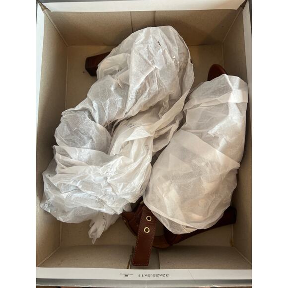 Franco Sarto Ibiza chocolate brown leather sandal with gold hardware Size 9 Box - Picture 12 of 12